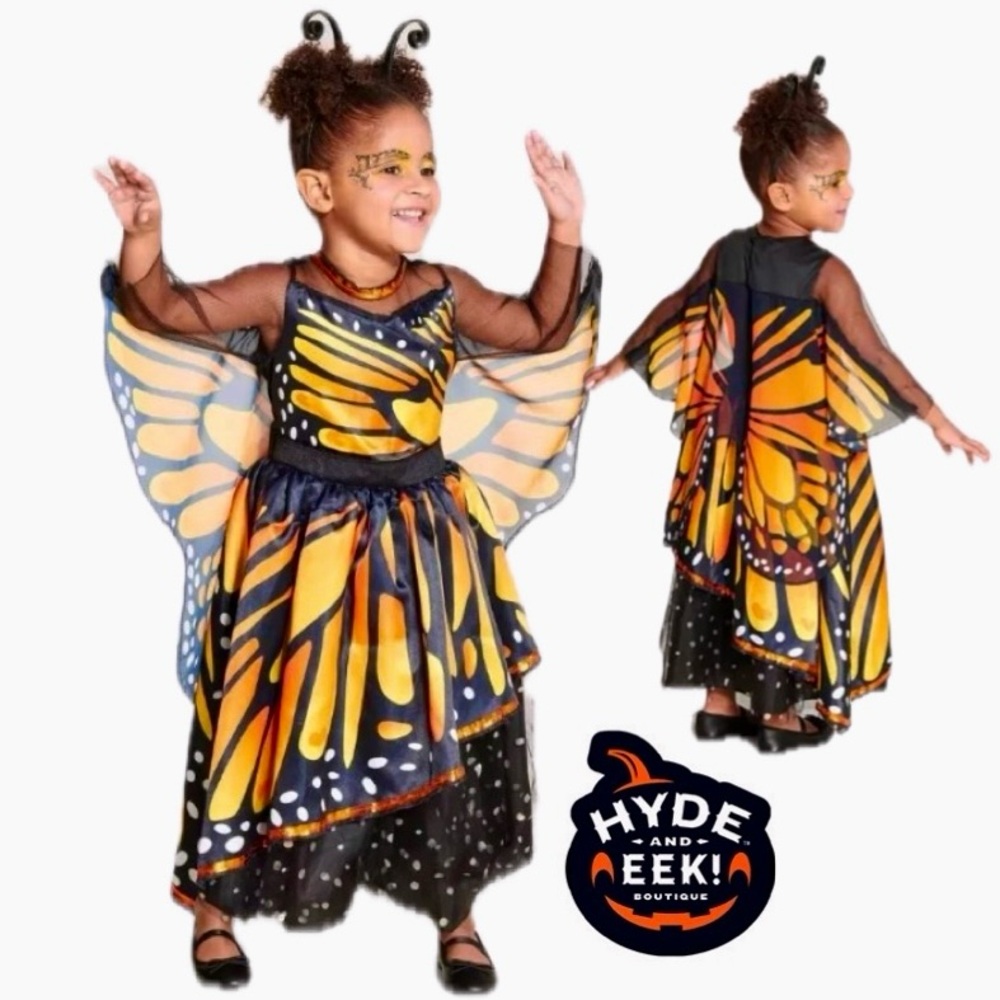 HYDE & EEK Monarch Butterfly Halloween Costume Dress & Headpiece Size 2-3T